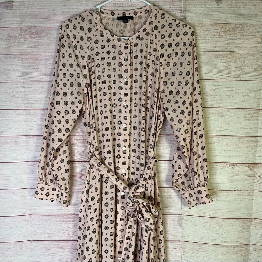J. Crew Handkerchief Medallion Print Hem Belted‎ Shirt Dress Size XS